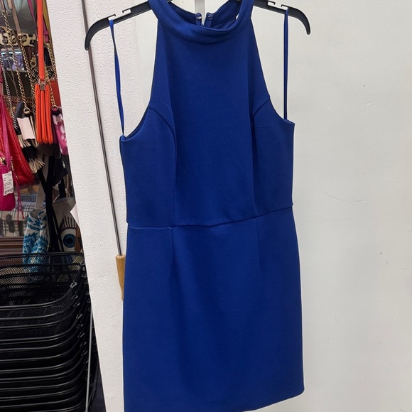 Chic Royal Blue Halter Mini Dress Size Large - Picture 1 of 1